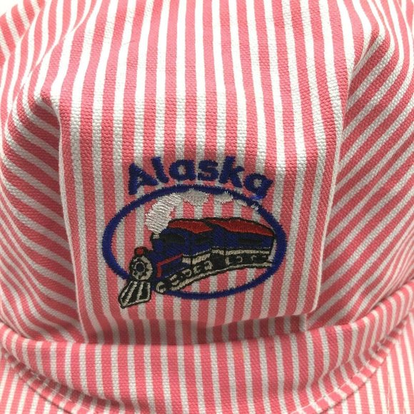 Alaska Striped Womens Hat Cap Fitted Small Embroidered Train Travel Vacation - Picture 2 of 10
